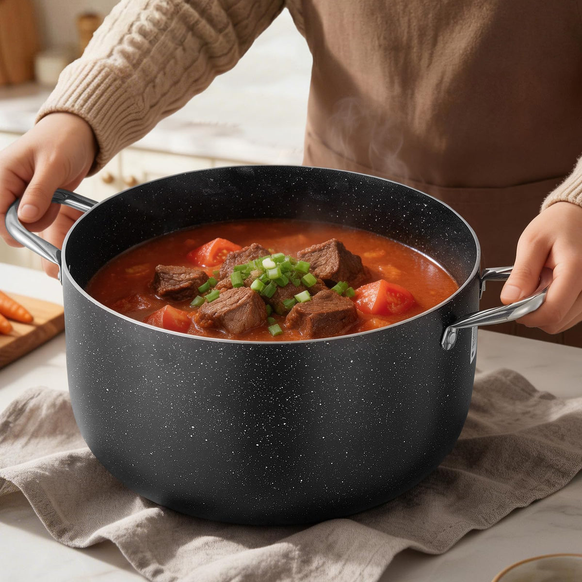 12-Quart Nonstick Ceramic Aluminum Stock Pot with Glass Lid Z82992