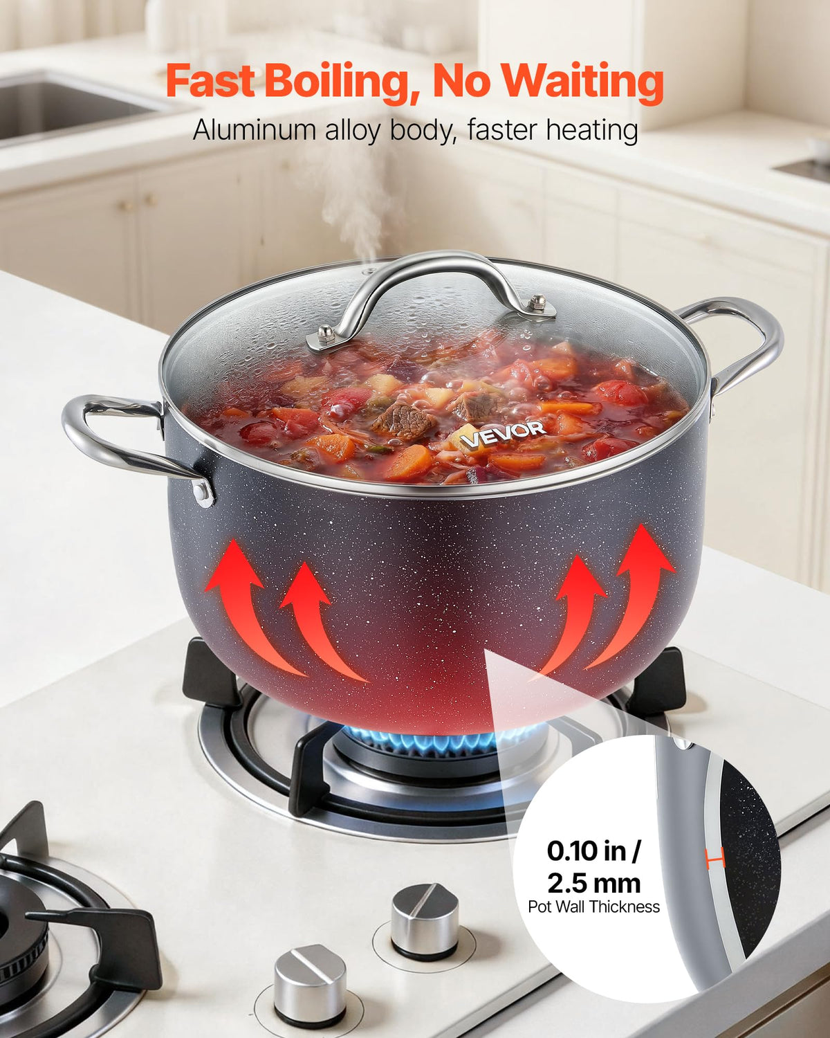 12-Quart Nonstick Ceramic Aluminum Stock Pot with Glass Lid Z82992