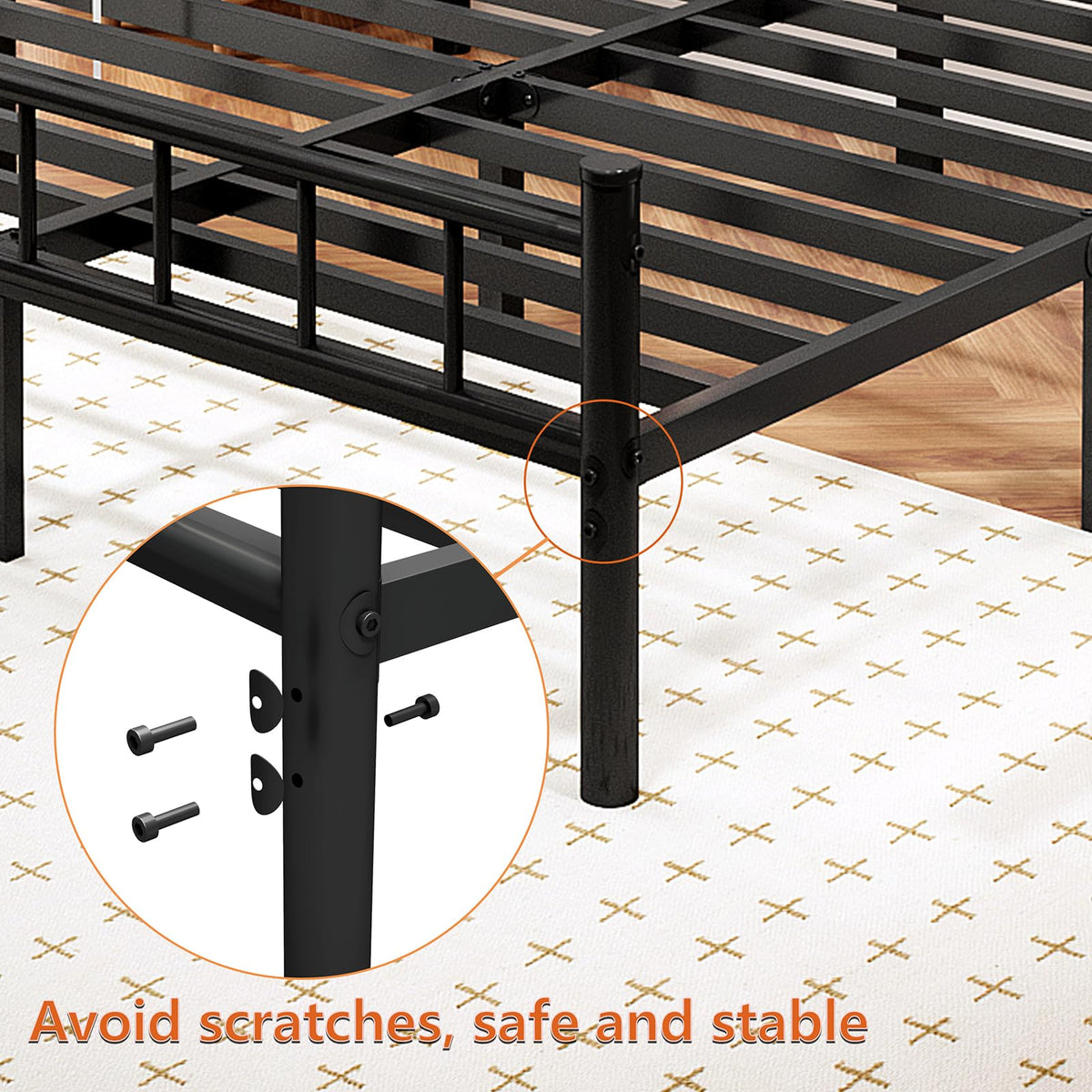 Full Metal Bed Frame with Headboard and Footboard P1033