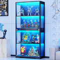 Black 4-Tier Display Cabinet with Glass Doors R697361