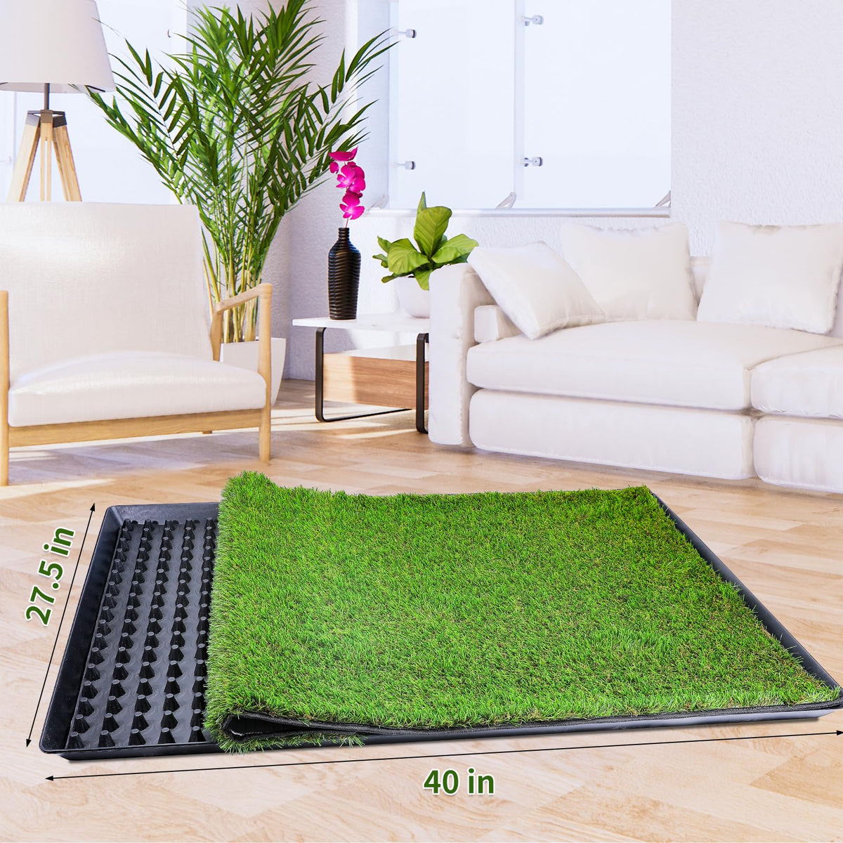 Dog Grass Pad with Tray 40''X27.5'' Artificial Turf Potty L862197