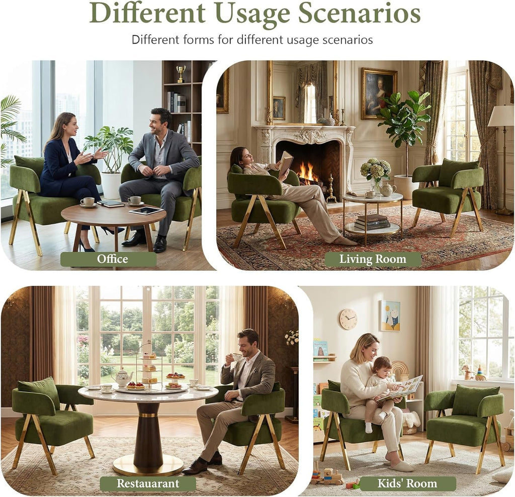 Green Velvet Accent Chairs Set of 2 H8035