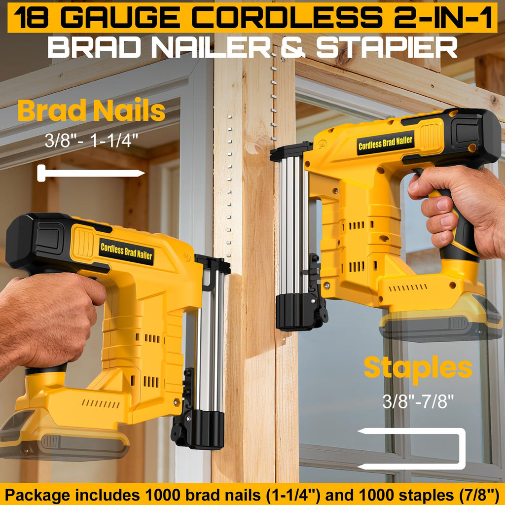 2-in-1 Cordless Brad Nailer & Staple Gun F611
