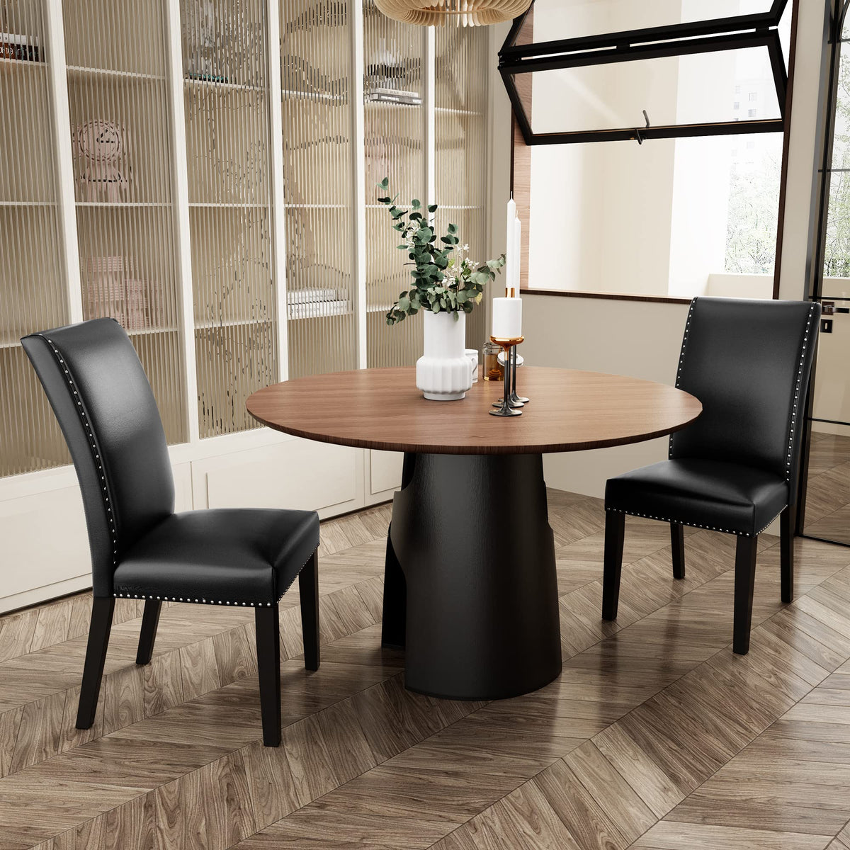 Black PU Dining Chairs Set of 2 I589971