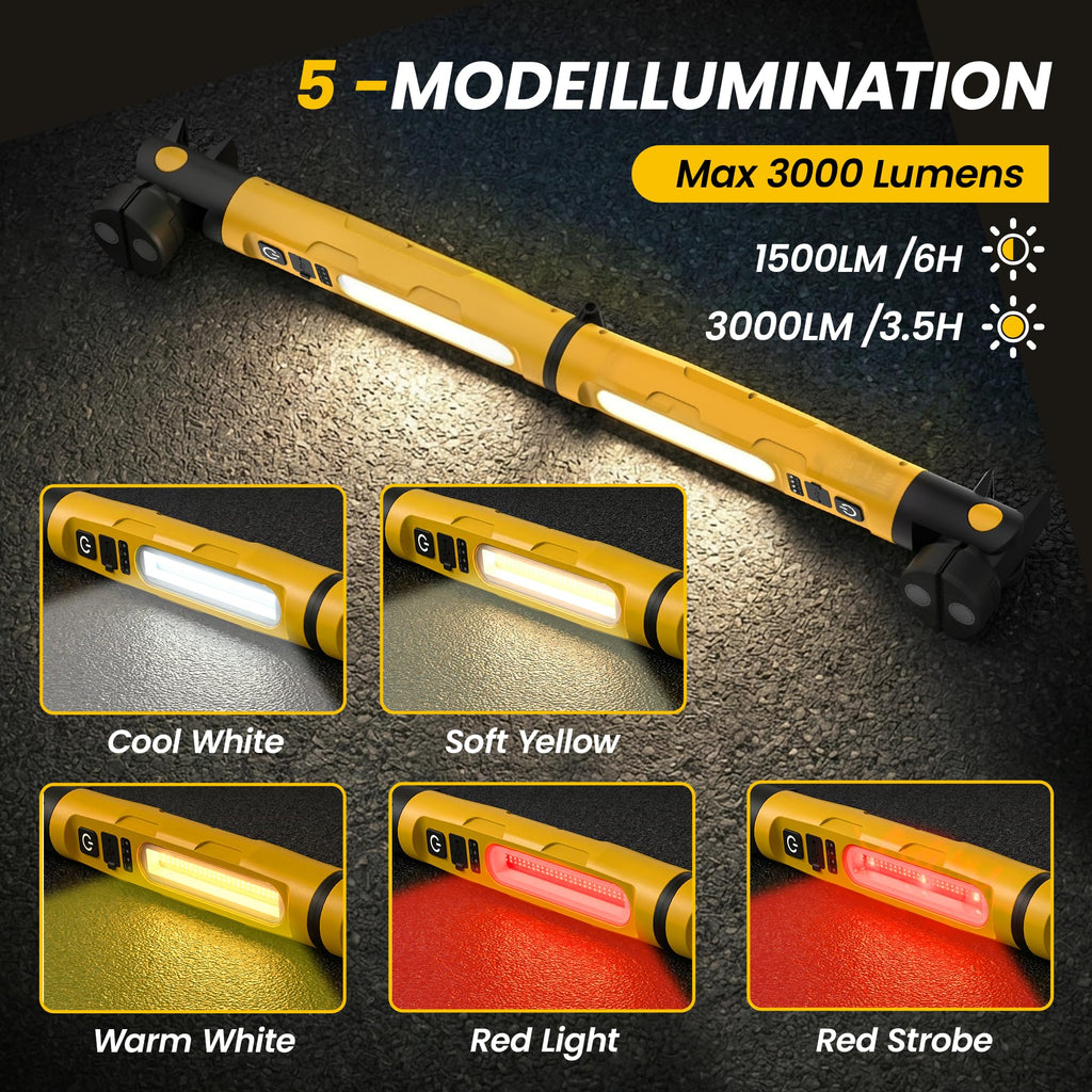 Magnetic Rechargeable LED Work Light with Detachable Dual Light Bars R9869
