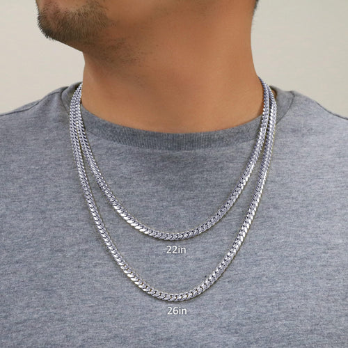 14K White Gold Cuban Link Chain Necklace J447305