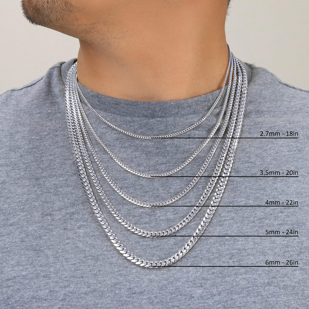 14K White Gold Cuban Link Chain Necklace J447305