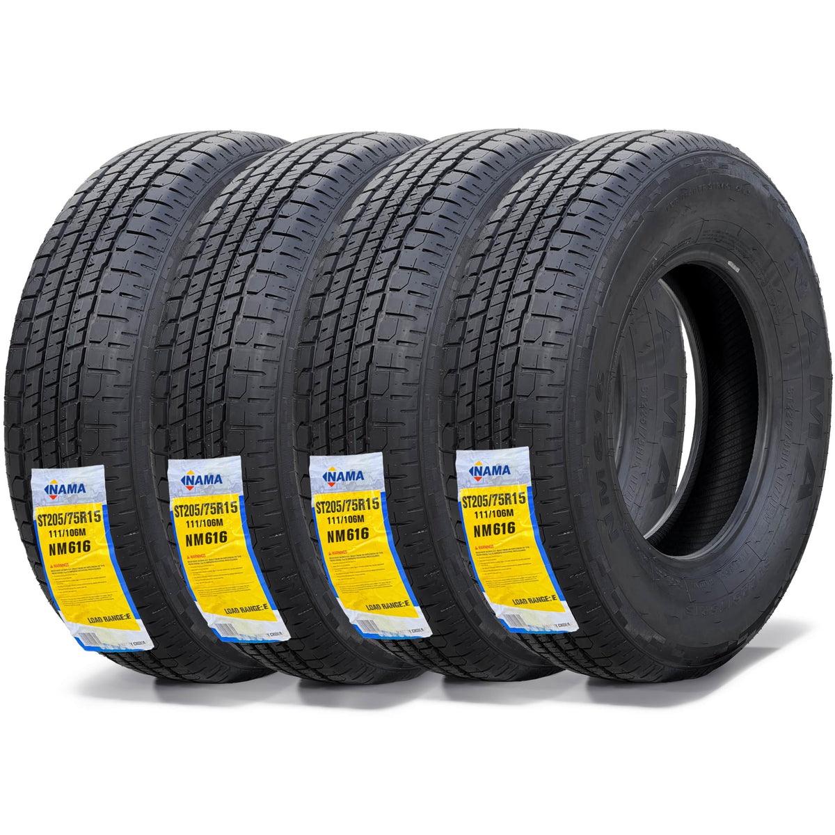 Set of 4 ST205/75R15 10 Ply Trailer Tires E6944