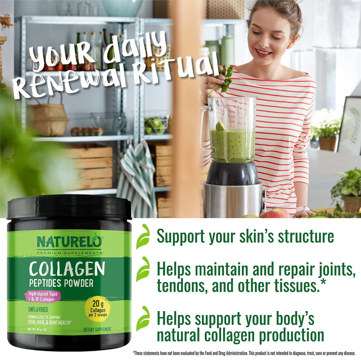 Collagen Peptide Powder 16 Oz Unflavored H9321
